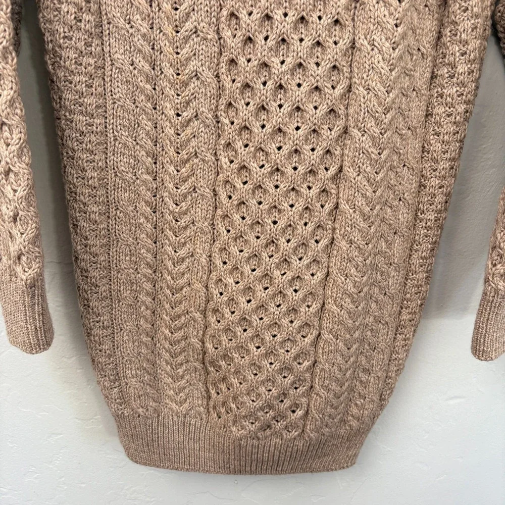 Aran Sweater Market Merino Wool Cardigan Men Sz XS Beige Button Down Cable Knit